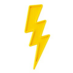 Bright yellow lightning bolt shape on isolated white background suitable for various creative projects and designs