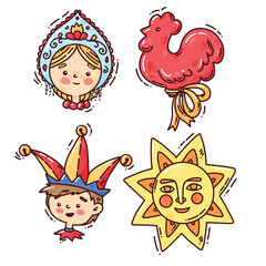 set with maslenitsa elements