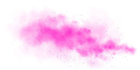 Fantastic pink smoke background. Pink spice powder explosion, spice splash, Magic smoke with glitter and small particles, fog with glowing particles, pink steam. PNG.