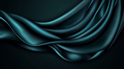 Dark Teal Silk Drape Swirling Elegantly Soft Light. AI Generated