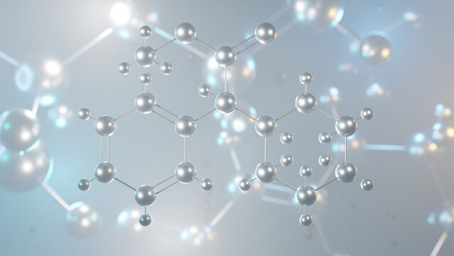 dexmethylphenidate molecular structure, 3d model molecule, cns stimulant structural chemical formula view from a microscope