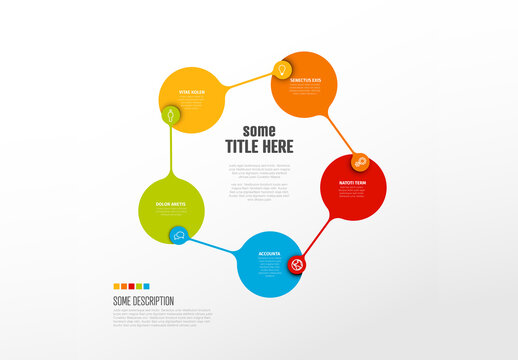 Colorful Circular Infographic Diagram Shema Template with five elements