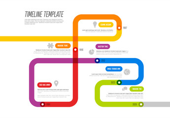 Colorful Timeline Infographic Template with color year milestones and icons