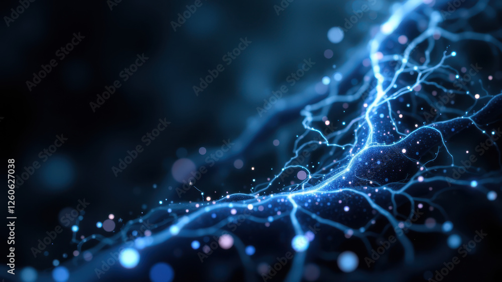 Poster vagus nerve stimulation - image of electronic circuit with blue lighting effect, resembling a neural