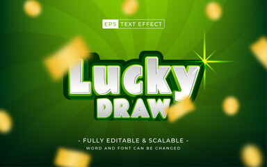 lucky draw casino text effect. gambling game on green background
