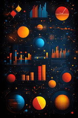 Professional business analytics icons with data visualization and trend reports