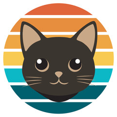 Cat profile shadow art on grunge retro surface