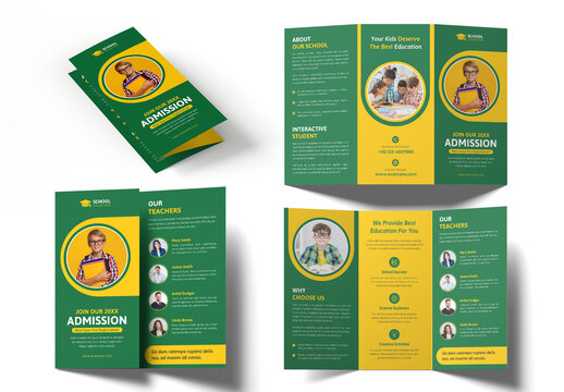 Kids School Admission Trifold Brochure Template
