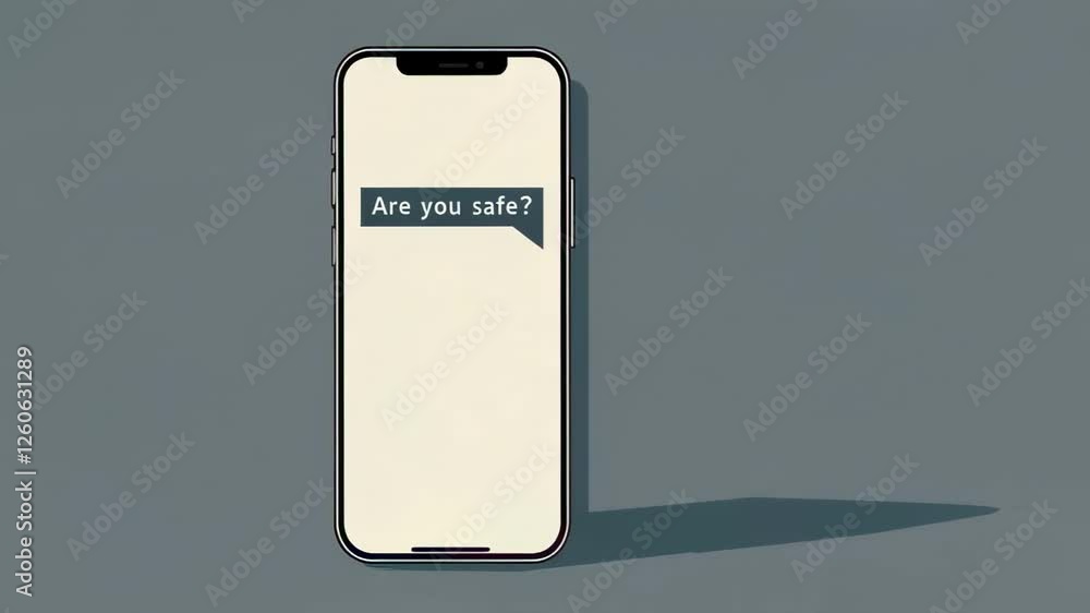 Poster animated slow motion graphic depicting digital communication portraying safety concern through smart