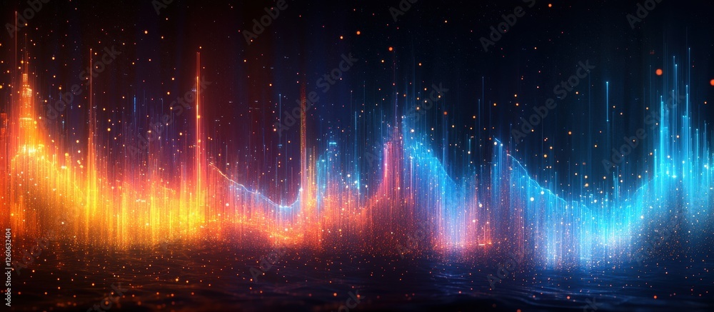 Wall mural vibrant abstract light waves in motion with dynamic colors and energy on a dark background