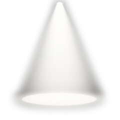 Spotlight beam casting soft illumination with gradient fade on a white background, suitable for highlighting products or performances in presentations