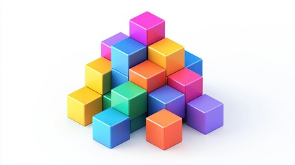 Fototapeta premium Colorful Cubes Stacked in a Dynamic Pattern