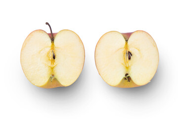 Apple cut in half isolated on transparent background