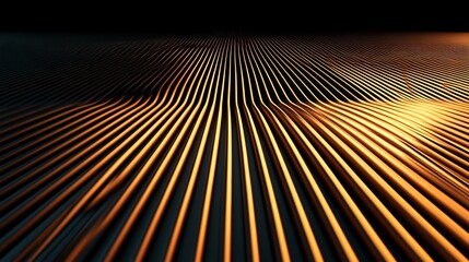 Golden lines subtly undulate creating a warm abstract texture. AI Generated