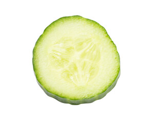 Slice of fresh cucumber isolated on transparent background