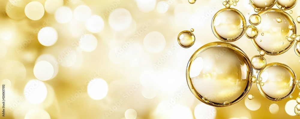 Aufkleber a shimmering golden background with floating bubbles, creating a lively and vibrant atmosphere.