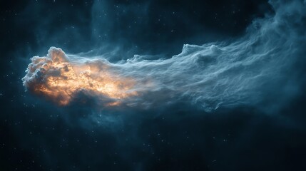 Naklejka premium Fiery nebula swirls dramatically across dark space glowing intensely. AI Generated