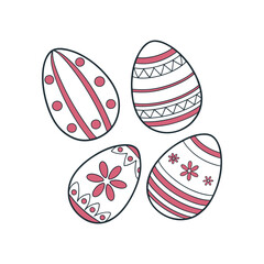 Easter eggs Set Clip art Vector Illustration
