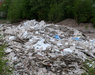 Pile of industrial waste: dumped tiles, Stoke-on-Trent, UK