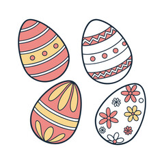 Easter eggs Set Clip art Vector Illustration
