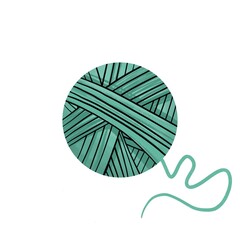 Yarn ball illustration, knitting and crochet clipart, seamless pattern