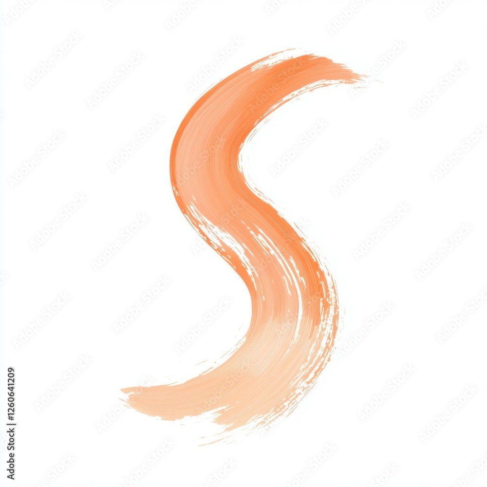 Aufkleber a simple stroke of peach-colored paint on a white background, resembling the shape and outline of an