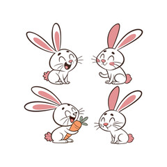 Cute Easter Bunny and Eggs Festive Vector Clip Art Pack