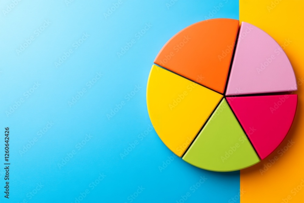 Poster A flat, modern design of a pie chart divided into different data sections, representing statistics