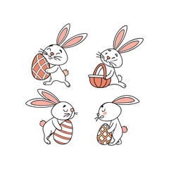 Bunny and Easter Egg  Isolated Vector Clip Art Collection