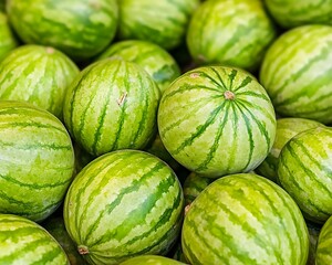 Juicy Green Watermelons Summer Fruit Background