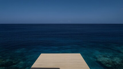 Fototapeta premium Serene Ocean View Minimalist Wooden Dock