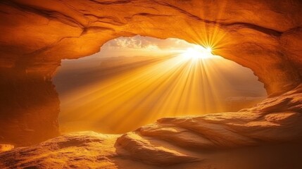 Sunbeams through Cave Entrance