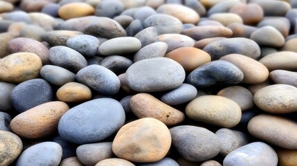 Smooth River Rocks Background Texture,  Close-up of Colorful Pebbles