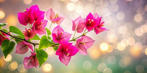 Fototapeta premium Elegant Black Outline Bougainvillea Bouquet, Corner Floral Arrangement, Bud & Leaf, Isolated White Background