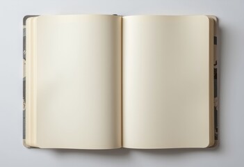 Blank open notebook with a pencil resting beside it on a white surface perfect for creative writing and journaling