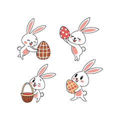 Bunny and Easter Egg  Isolated Vector Clip Art Collection