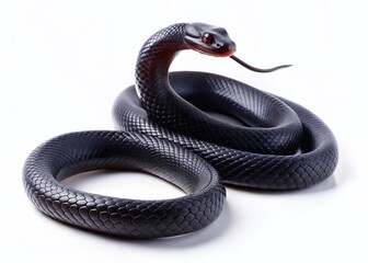 Elegant Black Snake Silhouette, Full Body Reptile, Dark Wildlife, Mysterious Creature, Shadowy Serpent