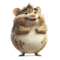 Happy hamster, cartoon style, white background, animation