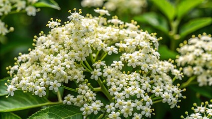 Obraz premium Harvesting elderflower blossoms for herbal remedies in a lush garden setting
