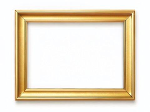 Elegant Gold Rectangle Frame: 15x8 & 16x9 Aspect Ratio, Double Border, Cutout, Isolated - Perfect for Web & Social Media