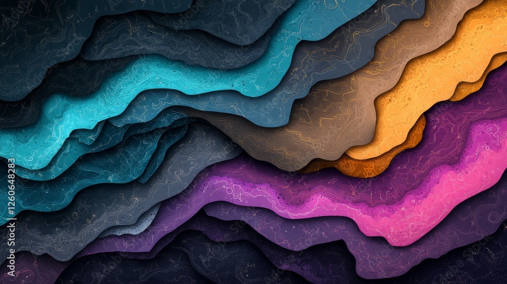 Poster abstract layered waves design - colorful abstract background with layered waves, vibrant hues and te