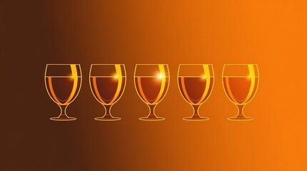 Composition with five glasses of drinks