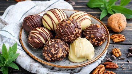 Gourmet Chocolate Truffles Assortment Dark Milk Pecan