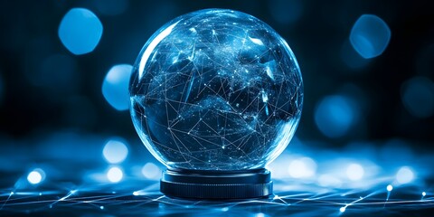 Glowing Crystal Ball Global Network Connection