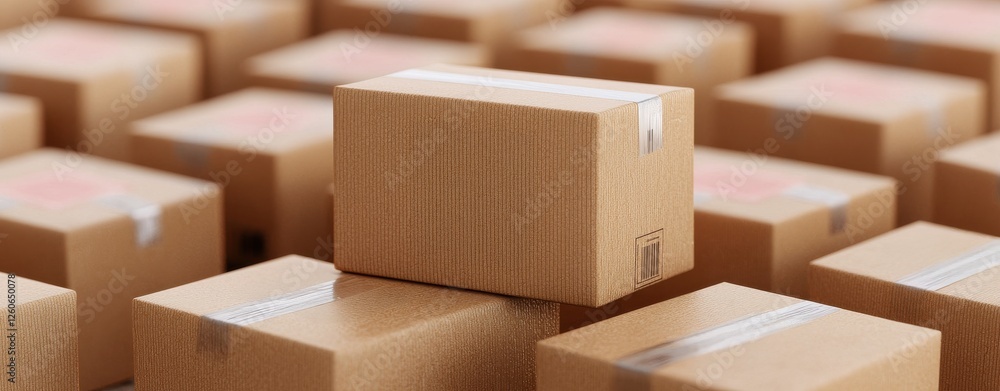 Poster a collection of neatly stacked cardboard boxes creates a uniform pattern, emphasizing organization a