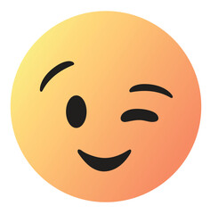 winking emoji face emoticon with one eye closed and a playful smile, cute smiley face. humor, charm, flirtation emotion