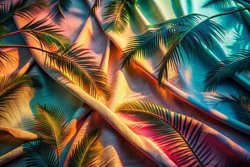 Elegant Tropical Summer: Pastel Fabric, Palm Shadow, Gobo Light