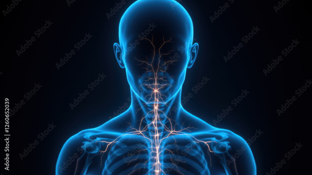 Poster vns illustration showing a detailed representation of the vagus nerve stimulation implantation proce
