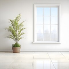 Fototapeta premium Minimalist Room Interior Design Plant Pot Window View