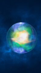 A luminous multi-colored energy sphere floating in deep space, radiating light and cosmic power. Great for fantasy, sci-fi, and abstract themes